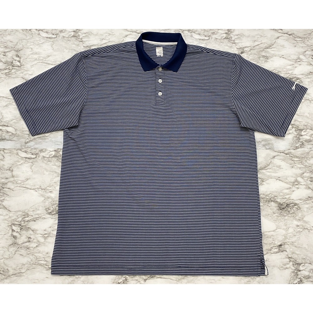Slazenger Mens Golf‎ Polo Shirt Size 2XL Blue Gray Striped Short Sleeve Logo